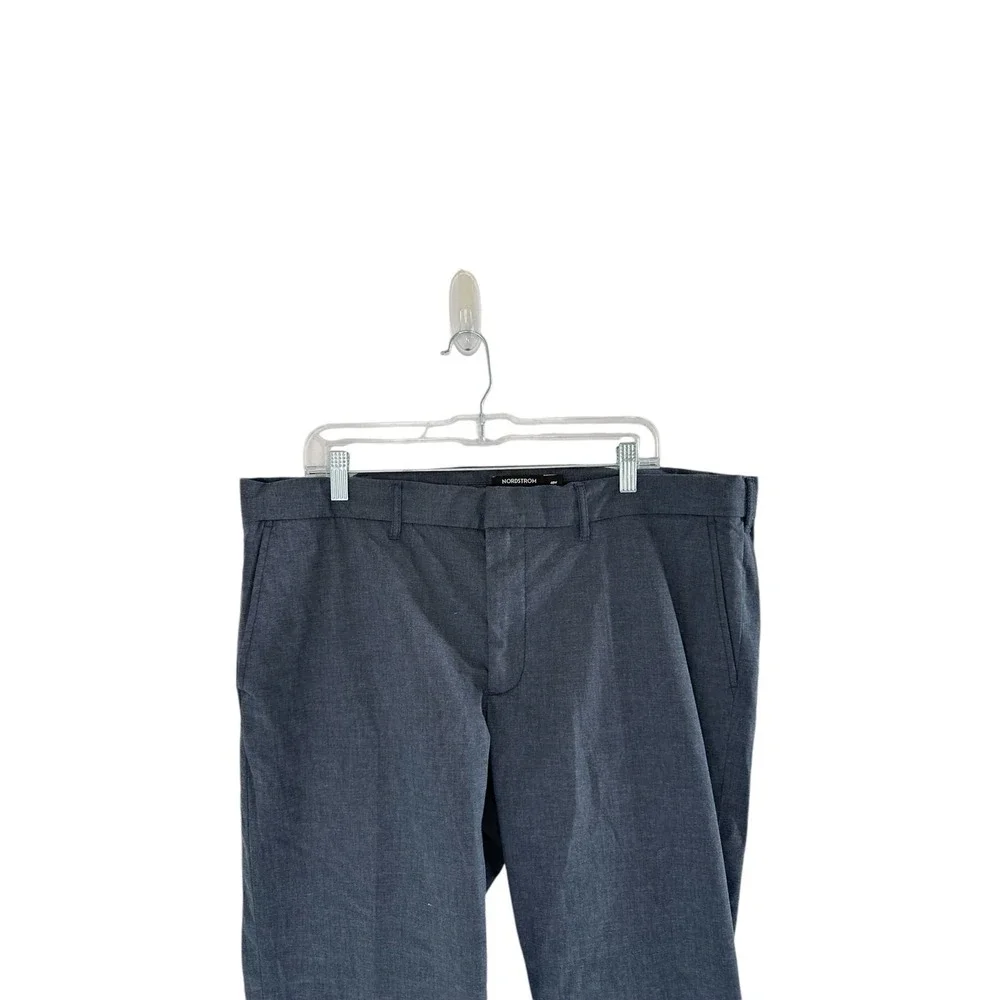Nordstrom Slim Fit Dress Pants Mens 40x32 Blue Grey Flat Front Trousers